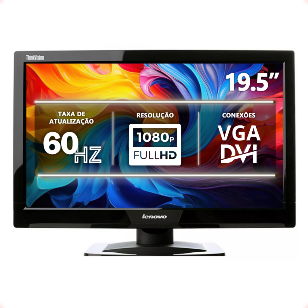Monitor Lenovo Tft Tela 20 Polegadas Thinkvision E2002ba Preto Imagem 2