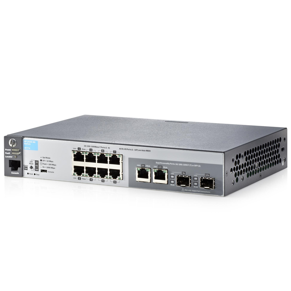 Switch HP 2530-8G J9777A 8 Portas Gigabit + 2 SFP Gerenciável Imagem 1